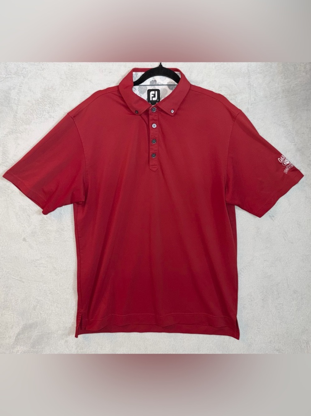 FootJoy Polo Shirt Men’s Large Red Solid Golf‎ Performance Oakdale Country Club